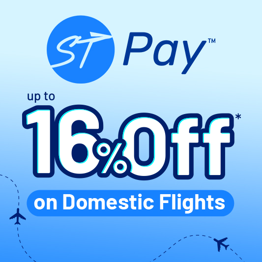 Up to 16% discount on domestic flight tickets with ST Pay