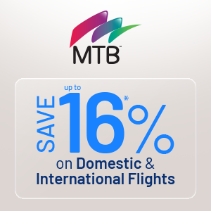 Up to 16% savings on flights with MTB card