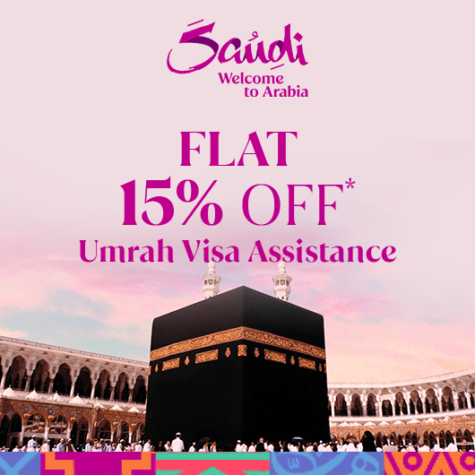 Flat 15% discount on Umrah visa Processing fee