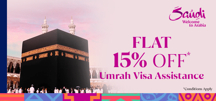 Flat 15% discount on Umrah visa Processing fee image