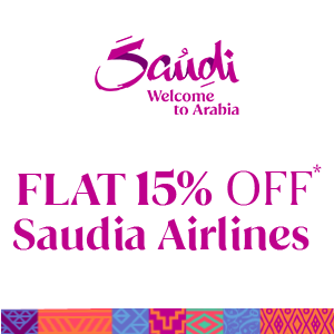 Flat 15% discounts on flights to Saudi Arabia