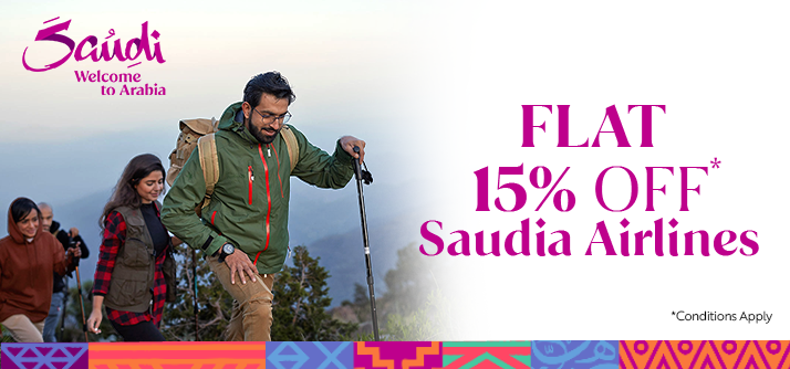 Flat 15% discounts on flights to Saudi Arabia image